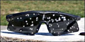 Sawfly Sunglasses - shotgun pellet test
